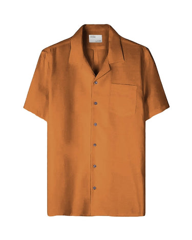 Colorful Linen Short Shirt Ginger Brown - KYOTO - Colorful Standard