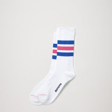 Rototo R1399 WHI/BLUE/PINK socks - KYOTO - Rototo