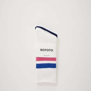 Rototo R1399 WHI/BLUE/PINK socks - KYOTO - Rototo