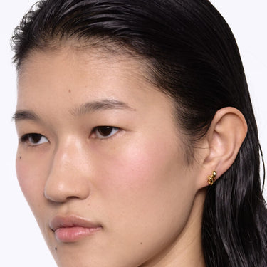 Maria Black Coil Whirl Stud right Gold