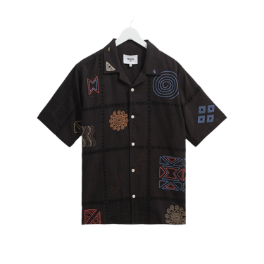 Wax London DIDCOT SS SHIRT DOODLE EMBROIDERY NAVY / MULTI