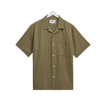 Wax London DIDCOT SS SHIRT W. PKT SLUB STRIPE KHAKI