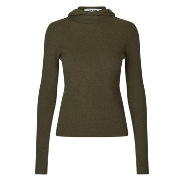 oval square Alanis Hood Knit Striktrøjer 4006 Dark Olive