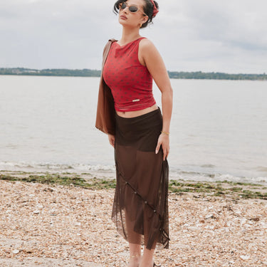 House of Sunny  VOL2659 THE ROSEWOOD MESH SKIRT ROSEWOOD BROWN
