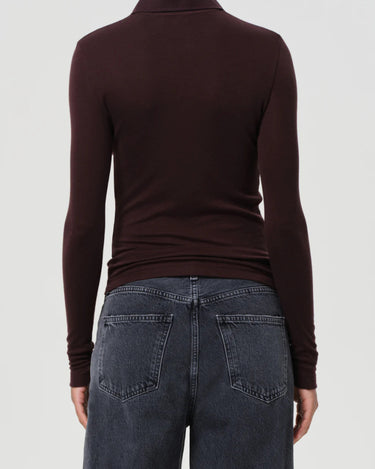 AGOLDE AMOS L/S JOHNNY collar polo TORO Bordeaux - KYOTO - AGOLDE