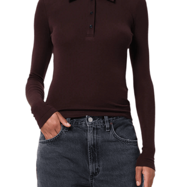 AGOLDE AMOS L/S JOHNNY collar polo TORO Bordeaux - KYOTO - AGOLDE