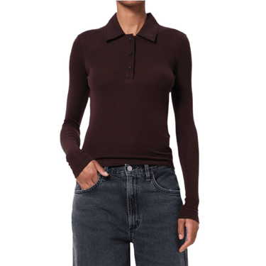 AGOLDE AMOS L/S JOHNNY collar polo TORO Bordeaux - KYOTO - AGOLDE