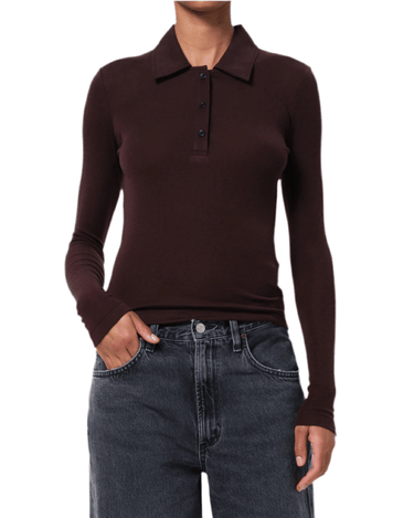 AGOLDE AMOS L/S JOHNNY collar polo TORO Bordeaux - KYOTO - AGOLDE