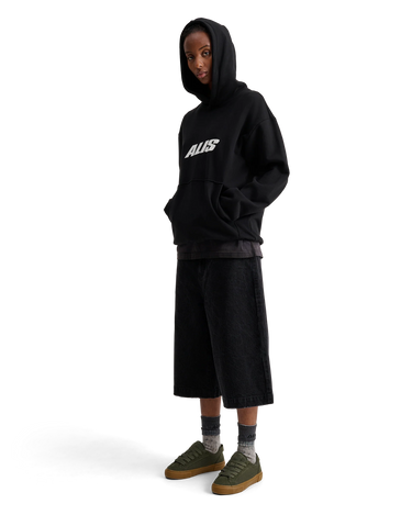 ALIS AORI HOODIE W/ CHEST LOGO Solid Black - KYOTO - ALIS