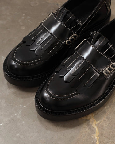 ANGULUS Chunky Penny loafer med frynser Black - KYOTO - ANGULUS