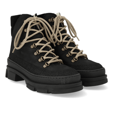 ANGULUS Lace - up boot with wool lining Black - KYOTO - ANGULUS