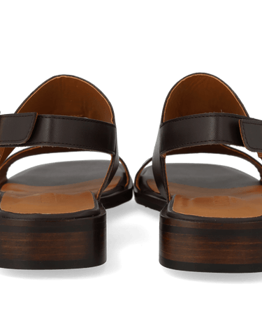 ANGULUS Sandal med dekorativ stikningsdetalje Dark Brown - KYOTO - ANGULUS