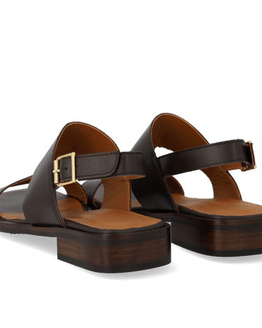 ANGULUS Sandal med dekorativ stikningsdetalje Dark Brown - KYOTO - ANGULUS