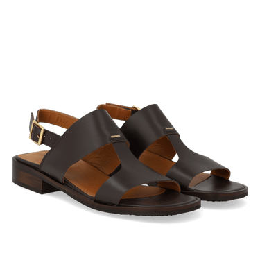 ANGULUS Sandal med dekorativ stikningsdetalje Dark Brown - KYOTO - ANGULUS