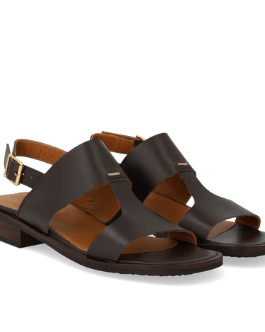 ANGULUS Sandal med dekorativ stikningsdetalje Dark Brown - KYOTO - ANGULUS