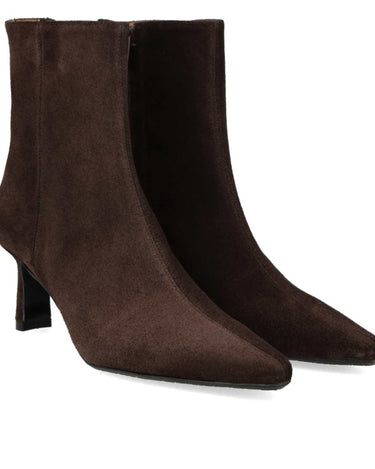ANGULUS Sculptural ankle boot BROWN with a pointed toe - KYOTO - ANGULUS