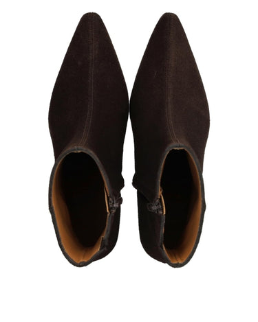 ANGULUS Sculptural ankle boot BROWN with a pointed toe - KYOTO - ANGULUS