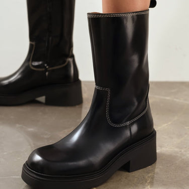 ANGULUS Square toe chunky boot black - KYOTO - ANGULUS