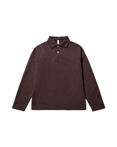 ANOTHER ASPECT Cotton L/S Jersey Polo Antique Brown - KYOTO - ANOTHER ASPECT
