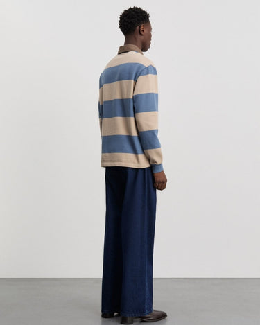 ANOTHER ASPECT Rugby Polo 1.0, Blue Sand Stripe - KYOTO - ANOTHER ASPECT