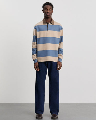 ANOTHER ASPECT Rugby Polo 1.0, Blue Sand Stripe - KYOTO - ANOTHER ASPECT