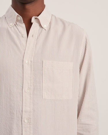 ANOTHER ASPECT Shirt 1.0, Ecru Brown Stripe - KYOTO - ANOTHER ASPECT