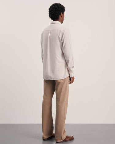 ANOTHER ASPECT Shirt 1.0, Ecru Brown Stripe - KYOTO - ANOTHER ASPECT