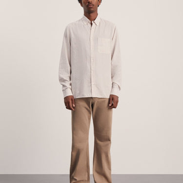 ANOTHER ASPECT Shirt 1.0, Ecru Brown Stripe - KYOTO - ANOTHER ASPECT