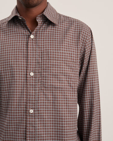 ANOTHER ASPECT Shirt 4.0, Chestnut Brown Check - KYOTO - ANOTHER ASPECT