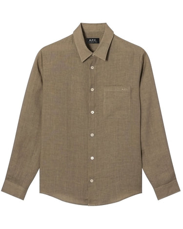 A.P.C Cassel Logo Shirt Dark BEIGE - KYOTO - A.P.C