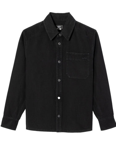 A.P.C Embroidered Basile Chest Overshirt Black - KYOTO - A.P.C