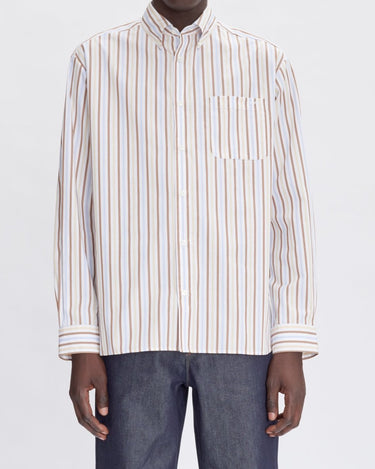 APC Mateo Logo Shirt VANILLE strib - KYOTO - APC