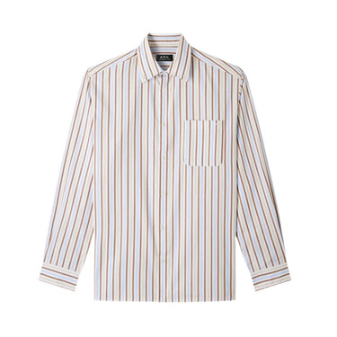 APC Mateo Logo Shirt VANILLE strib - KYOTO - APC