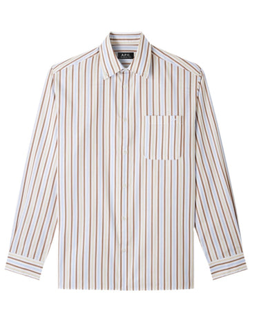 APC Mateo Logo Shirt VANILLE strib - KYOTO - APC