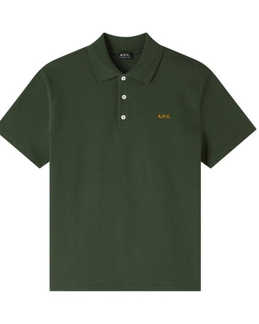 APC T - shirt polo standard GOTS Dark Green/Yellow - KYOTO - APC