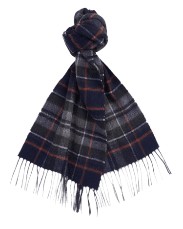 Barbour New Check Tartan Scarf Navy - KYOTO - Barbour