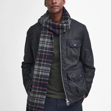 Barbour New Check Tartan Scarf Navy - KYOTO - Barbour