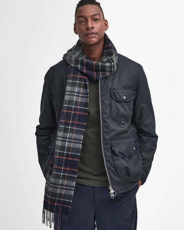 Barbour New Check Tartan Scarf Navy - KYOTO - Barbour