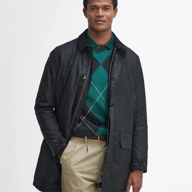 Barbour Wax Jacket Mac Black/Greenloch Tartan - KYOTO - Barbour