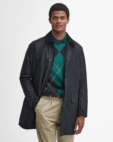 Barbour Wax Jacket Mac Black/Greenloch Tartan - KYOTO - Barbour