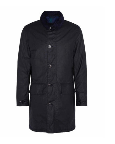 Barbour Wax Jacket Mac Black/Greenloch Tartan - KYOTO - Barbour