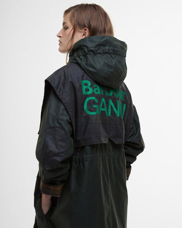 Barbour women Barbour Ganni Wax Parka Jacket Green - KYOTO - Barbour women