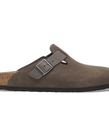 Birkenstock Boston BS Mixed Leather Slippers Concrete Gray - KYOTO - Birkenstock