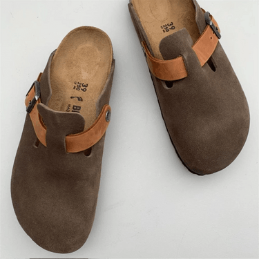 Birkenstock Boston BS Mixed Leather Slippers Concrete Gray - KYOTO - Birkenstock