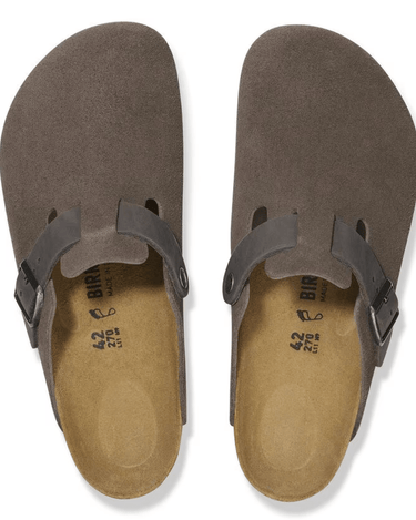 Birkenstock Boston BS Mixed Leather Slippers Concrete Gray - KYOTO - Birkenstock