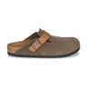 Birkenstock Boston BS Mixed Leather Slippers Concrete Gray - KYOTO - Birkenstock