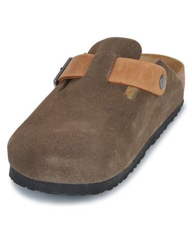 Birkenstock Boston BS Mixed Leather Slippers Concrete Gray - KYOTO - Birkenstock
