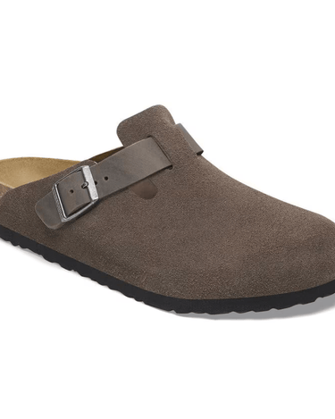 Birkenstock Boston BS Mixed Leather Slippers Concrete Gray - KYOTO - Birkenstock