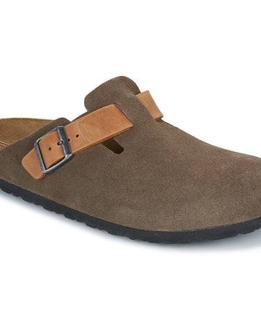 Birkenstock Boston BS Mixed Leather Slippers Concrete Gray - KYOTO - Birkenstock