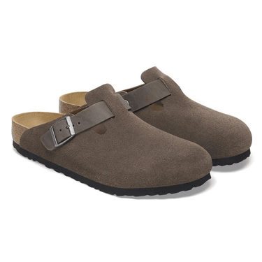 Birkenstock Boston BS Mixed Leather Slippers Concrete Gray - KYOTO - Birkenstock